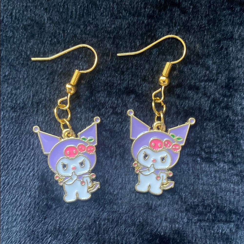 🕸️ Sanrio Hand Crafted Kuromi Hypoallergenic Earrings - Picture 1 of 1